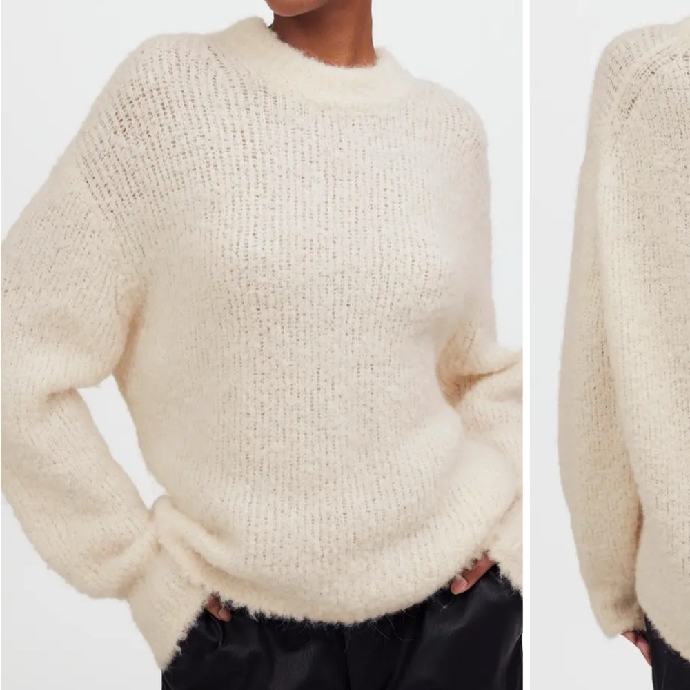 NWT Madewell Ivory Wool & Alpaca Oversize Boucle Mock Neck Sweater S